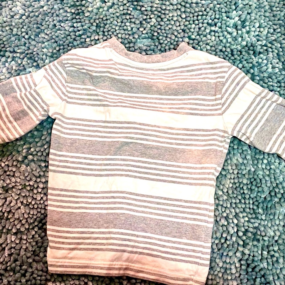 Boys Gymboree striped grey and white shirt